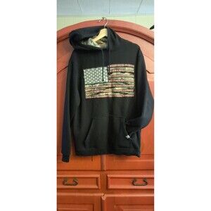 Buckwear Large American Flag Hoodie 3D Appliqued Flag Heavy Duty Sweatshirt EUC